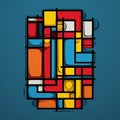 Colorful Abstracts Illustration On Blue Background With Modular Constructivism Style