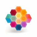 Abstract Graphic Symbolism: Colorful Hexagons In Simplified Forms