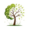 Abstract graphic tree illustration depicting climate change and environmental impact concept on white background Royalty Free Stock Photo