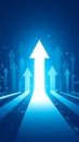 Abstract graphic of upward pointing arrows on a blue background, representing growth Royalty Free Stock Photo