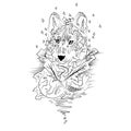 Abstract graphic wolf, print