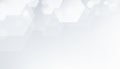 Abstract gray dynamic hexagon geometric shape elements on white copy space background. Vector Royalty Free Stock Photo