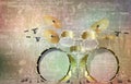 Abstract grunge vintage sound background drum kit Royalty Free Stock Photo