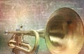 Abstract grunge vintage sound background trumpet Royalty Free Stock Photo