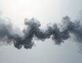 Abstract gray liquid cloud forms organic shape. Smooth smoke stream flows with light, shadow against pale background. Fluid Royalty Free Stock Photo