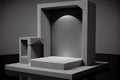 Abstract gray mockup 3D with stone cylinder pedestal podium. Minimal scene for product display presentation geometric platform