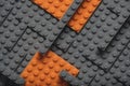 Abstract gray orange background from lego children designer