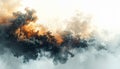 Abstract Gray and Orange Explosion with Smoke Effect on White Background Royalty Free Stock Photo