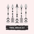 Abstract gray tribal arrows set