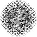 Abstract grayscale geometric circle element with overlapping shapes. Mosaic circle grid, mesh. Circular, radial abstract black and