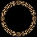 Abstract greek key border. Elegant gold circle frames patterns. Golden round greek frame. Vector Illustration Royalty Free Stock Photo