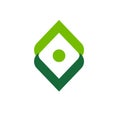 Abstract green arrow logo design with central dot symbol vector Royalty Free Stock Photo