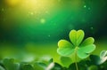 abstract green background, background with clover leaves, golden glow, place for text, bokeh effect, golden Royalty Free Stock Photo