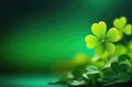 abstract green background, background with clover leaves, golden glow, place for text, Irish shamrock Royalty Free Stock Photo