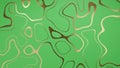 Abstract green background with gold metallic shapes and designs