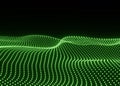 Abstract green background of points. Big data stream. digital particle wave background Royalty Free Stock Photo