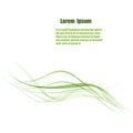 Abstract green background with smooth lines and text