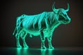 Abstract green bear and bull forex chart hologram on dark background,