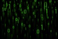 Abstract green binary code on a black background Royalty Free Stock Photo
