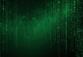 Abstract Green Binary Code Digital Illustration Dark Gradient Background - Data Visualization Royalty Free Stock Photo