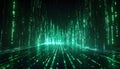 Abstract Green Binary Code Flowing Digital Data Streams on Black Background Royalty Free Stock Photo