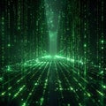 Abstract Green Binary Code Matrix Data Stream Background Visualization Royalty Free Stock Photo