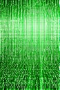 Abstract green binary code rain, digital matrix background, Portrait Images Generative AI Royalty Free Stock Photo