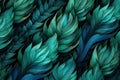 Abstract green and blue feather pattern background Royalty Free Stock Photo