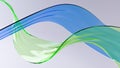 Abstract green and blue glass flow waves on bright background Royalty Free Stock Photo