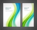 Abstract soft vertical wave blurred flow brochure booklet cover set template design realistic vector Royalty Free Stock Photo