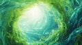 Abstract Green and Blue Swirls Illustration Embodying Earth Day Renewal Themes