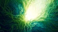 Abstract Green and Blue Swirls Illustration Embodying Earth Day Renewal Themes