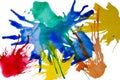 Abstract green blue yellow red orange watercolor splash on background. Royalty Free Stock Photo