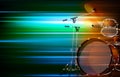 Abstract green music background with drum kit Royalty Free Stock Photo