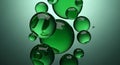 Abstract Green Bubbles Floating in Gradient Background with Reflections spheres liquid Royalty Free Stock Photo