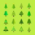 Abstract green Christmas tree icons set Royalty Free Stock Photo