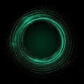 Abstract Green Circular Light Trails with Glittering Particles on Black Background Royalty Free Stock Photo