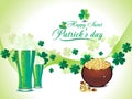 Abstract green clover background with beer