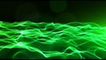 Abstract green color digital particles wave with bokeh and light background