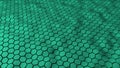 Abstract green color hexagonal geometry patterns with six sided polygon and with smooth wavy motion effects. Abstract 3D