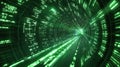 Digital data moving through green technology tunnel Royalty Free Stock Photo