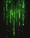 Abstract Green Digital Data Stream on Black Background Royalty Free Stock Photo