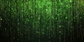 Abstract Green Digital Matrix Code Data Stream Falling Down Raining Code Particles Background