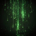 Abstract Green Digital Rain Falling Data Streams With Small Light Particles Motion Blur Effect 3D Render Royalty Free Stock Photo