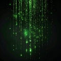 Abstract Green Digital Rain Falling Particles Dark Background Royalty Free Stock Photo