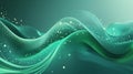 Abstract Green Digital Wave Background with Data Flow and Light Particles Royalty Free Stock Photo