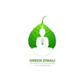 Abstract Green Diwali festival diya