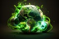 Abstract green Earth energy concept . Electric charged