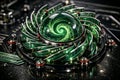 Abstract Green Energy Data Core Vortex in Advanced Technology System Royalty Free Stock Photo