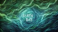 Abstract Green Energy Waves Encircling Earth for Earth Day